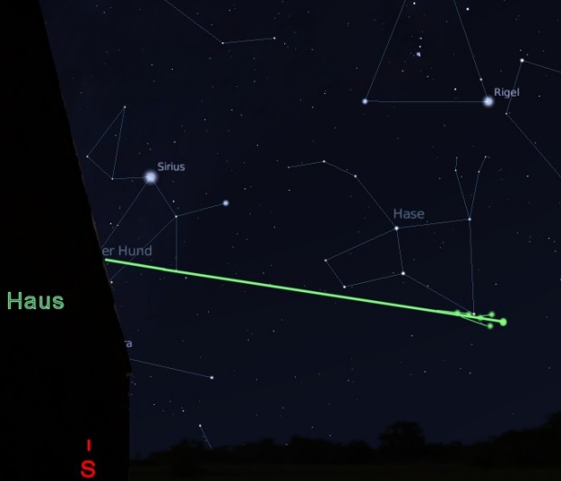 Flugbahn der Feuerkugel am 17.03.2012