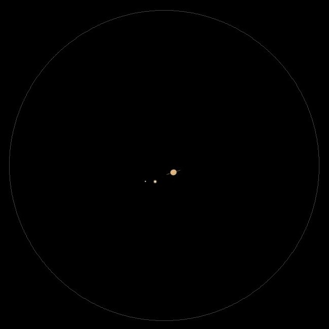 Saturn mit Titan und Rhea